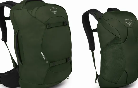 Osprey Farpoint 55 matkailurinkka, vihreä