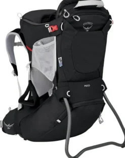 Osprey Poco Child Carrier lapsenkantorinkka sadesuojalla, musta
