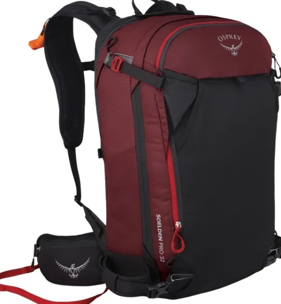 Osprey Soelden Pro Avy 32 laskettelureppu, punaruskea/musta
