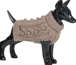 PAIKKA Handmade Knit koiran neulepusero, 20-30 cm, vaaleanruskea