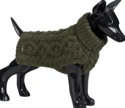 PAIKKA Handmade Knit koiran neulepusero, 45-50 cm, maastonvihreä