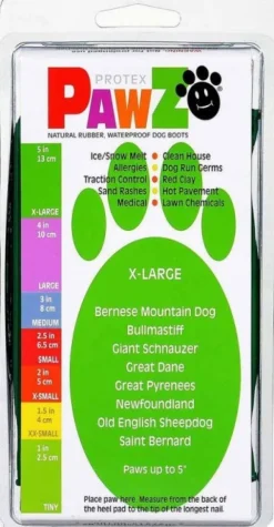 Pawz Dog Boots Color Green XL