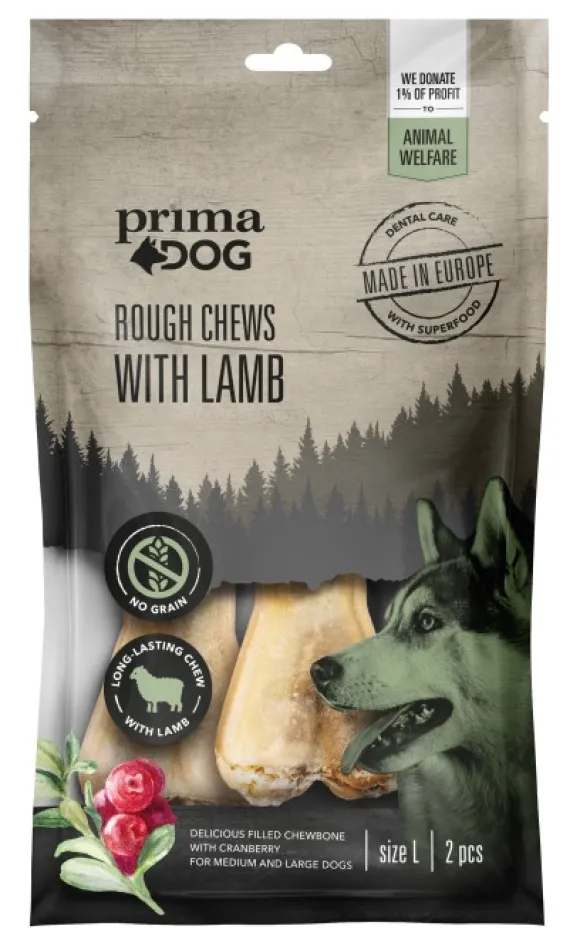 Prima Dog Rough Chews Lamb/Cranberry puruluu lammas/karpalo, 13,5 cm, 2 kpl