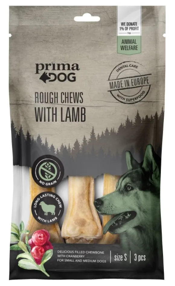 Prima Dog Rough Chews Lamb/Cranberry puruluu lammas/karpalo, 10 cm, 3 kpl