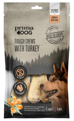 Prima Dog Rough Chews Turkey/Sea Buckthorn puruluu kalkkuna/tyrni, 13,5 cm, 2 kpl