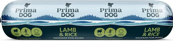 PrimaDog Lamb & Rice -koiranmakkara 800 g