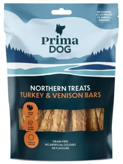PrimaDog Northern Treats Kalkon-Viltkött Bar makupala, 150g