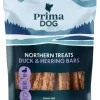 PrimaDog Northern Treats Anka-Strömming Bar makupalat, 150g