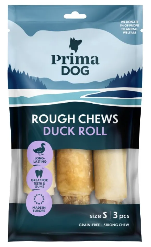PrimaDog Rough Chews Tuggben med Anka S 13 cm 150g puruluut