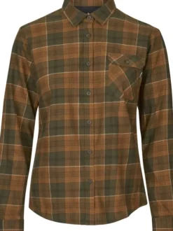 Seeland Skye Flannel Shirt Women Grizzly Brown/Terracotta Check