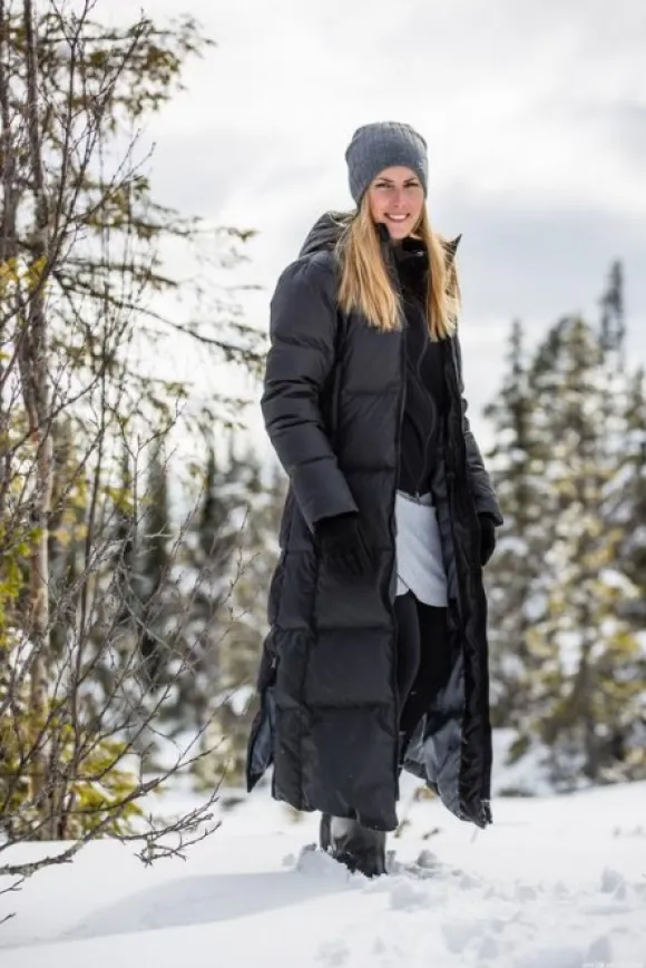 Skhoop Hella Down Coat pitkä untuvatakki, musta