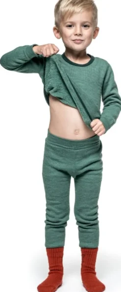 Woolpower Kids Crewneck 200 lasten kerrastopaita, vihreä